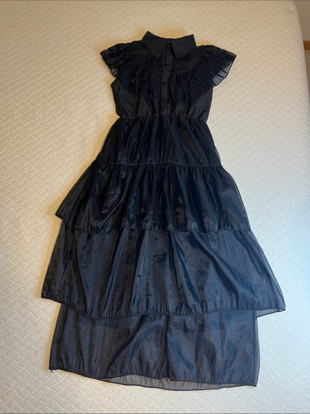 All Black layered dress, Halloween costume Wednesday Addams, Witch, mourning S